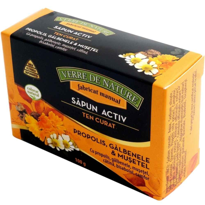 Sapun Activ - Ten Curat cu Propolis, Galbenele & Musetel, 100g, Verre De Nature [2]