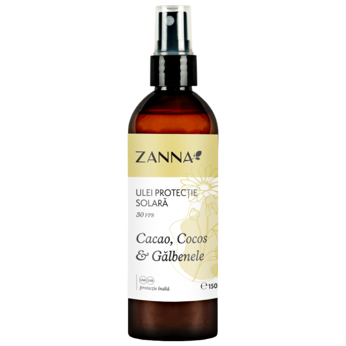 Ulei de plaja cu Cacao, Cocos si Galbenele-30spf, 150ml, Zanna [2]