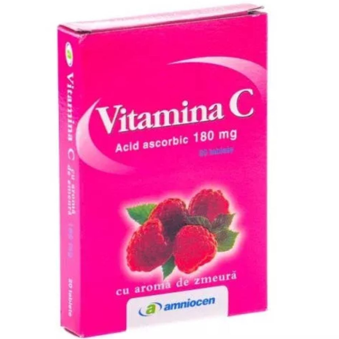Vitamina C 180mg Aroma Zmeura 24cpr Amniocen [2]