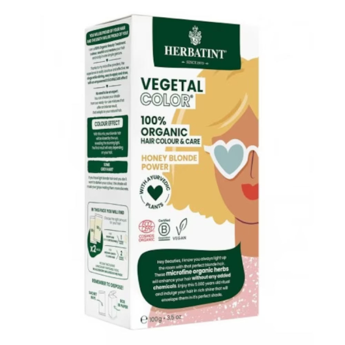 Vopsea de par Vegetal Color Honey Blond Power, 100 g, Herbatint [3]