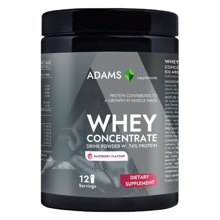 Whey Concentrate Protein (zmeura), 360g, Adams Supplements [2]