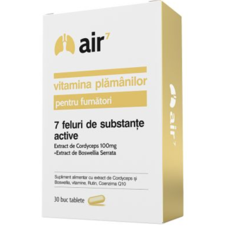 Detoxifiere - Air 7 Vitamina Plamanilor pentru Fumatori 30 cps Green Splid