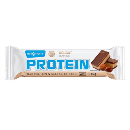 Baton proteic cu nuga invelit in ciocolata, fara gluten, 50g, Maxsport [1]