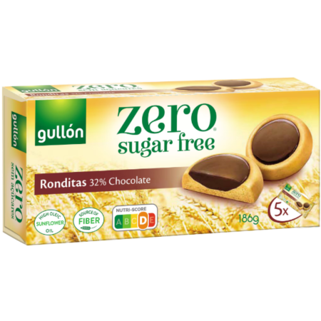 Patiserii - Biscuiti Ciocolata fara Zahar Adaugat cu Indulcitori 186g Gullon