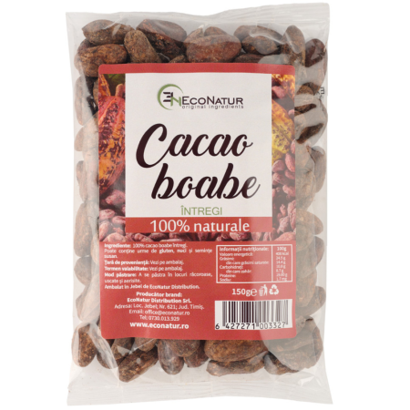 Seminte, nuci - Boabe de Cacao Intregi 150gr Econatur