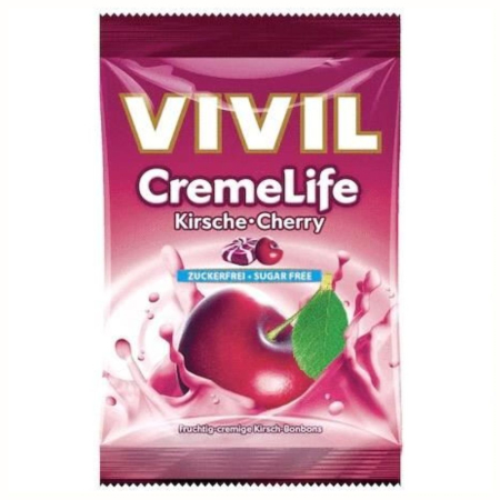 Bomboane - Bomboane Creme Life, Classic cu Cirese, fara zahar, 90g, Vivil