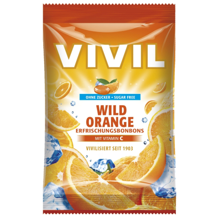Bomboane cu portocale amara + Vitamina C, fara zahar, 60g, Vivil [1]