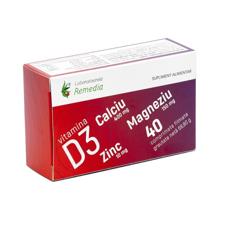 Vitamina D - Ca+Mg+Zn+D3, 40cpr, Remedia
