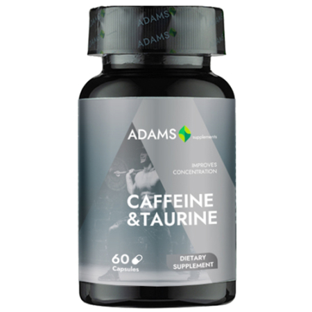 Suplimente fitness - Caffeine + Taurine, 680mg, 60cps , Adams