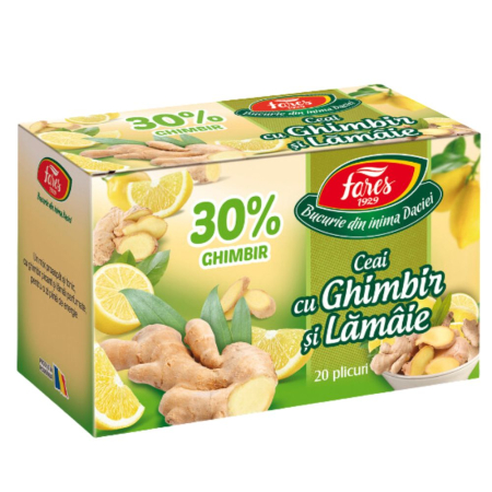 Ceai cu Ghimbir 30% si Lamaie, 20 plicuri, Fares [1]
