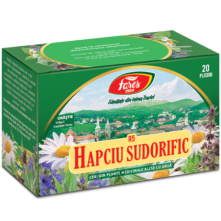 Ceaiuri medicinale compuse - Ceai hapciu sudorific - R5, 20 plicuri, Fares