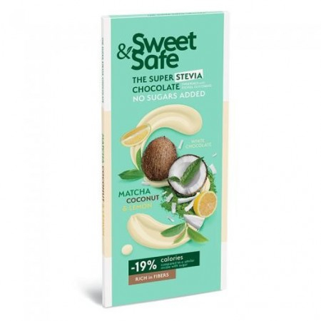 Ciocolata - Ciocolata Alba cu Matcha, Cocos si Lamaie, 90gr, Sly Nutritia