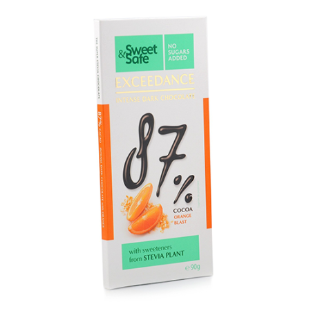 Ciocolata - Ciocolata Amaruie cu Portocala si Stevie, 90gr, Sly Nutritia