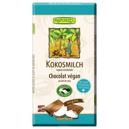 Ciocolata - Ciocolata de Lapte cu Cocos Vegan, 80gr, Rapunzel