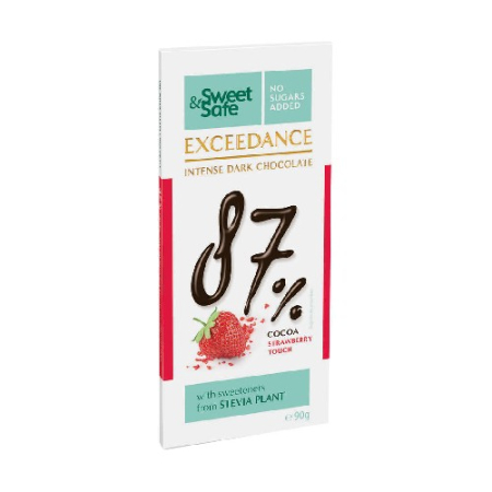 Ciocolata Intens Amaruie cu Capsuni si Stevie, 90gr Sly Nutritia [1]