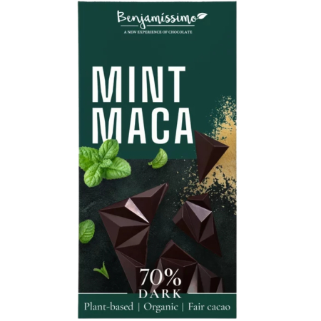 Ciocolata - Ciocolata nagra 70% cu Menta si Maca, Eco, 60g, Benjamissimo