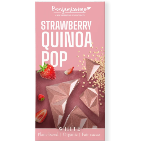 Ciocolata piramida Alba cu Capsuni si Quinoa Eco 60g Benjamissimo [0]