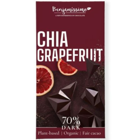 Ciocolata Piramida Neagra 70% Cu Chia Si Grapefruit Eco 60G Benjamissimo [0]