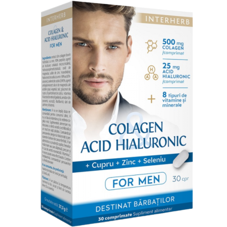 Slabire, dieta, frumusete - Colagen cu Acid Hialuronic pentru Barbati 30cpr Casa Herba
