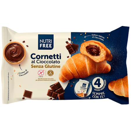 Dulciuri, patiserii fara gluten - Cornulete Cu Crema De Ciocolata 240g, Nutri Free