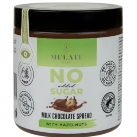 Crema Tartinabila Cu Ciocolata Cu Lapte Cu Alune De Padure Fara Zahar 230g Mulate [0]