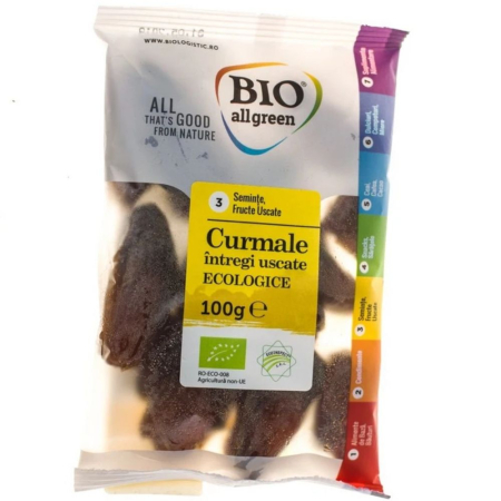 Insula de mirodenii - Curmale Intregi Uscate fara Samburi Eco 100gr Bio Allgreen