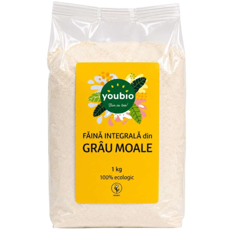 Paine, faina si mixuri - Faina din grau moale integral, organic, 1kg, Youbio