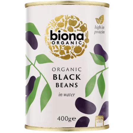 Cereale si leguminoase fara gluten - Fasole Neagra Boabe Conserva, eco, 400g, Biona