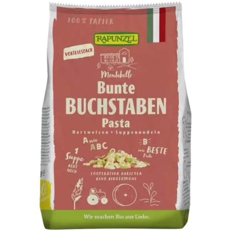 Paste - Fidea Supa Litere Colorate, Eco, 500g, Rapunzel