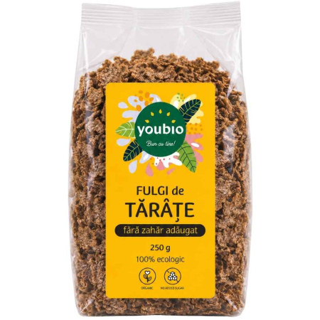Cereale - Fulgi de tarate din grau integral, fara zahar adaugat, organic, 250g, Youbio