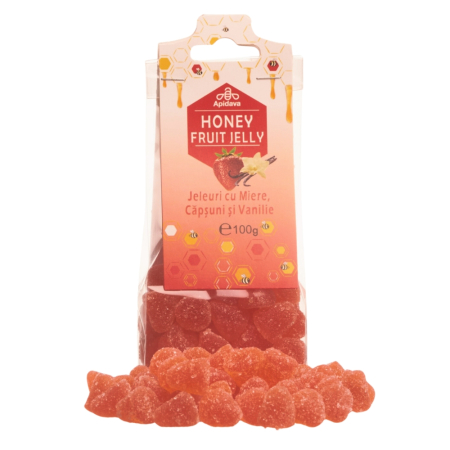 Jeleuri cu Miere, Capsuni si Vanilie, 100g, Apidava [0]