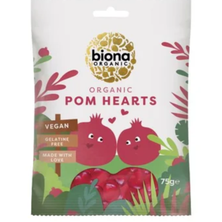 Dulciuri, patiserii fara gluten - Jeleuri Inimioare cu Rodie Bio 75gr Biona