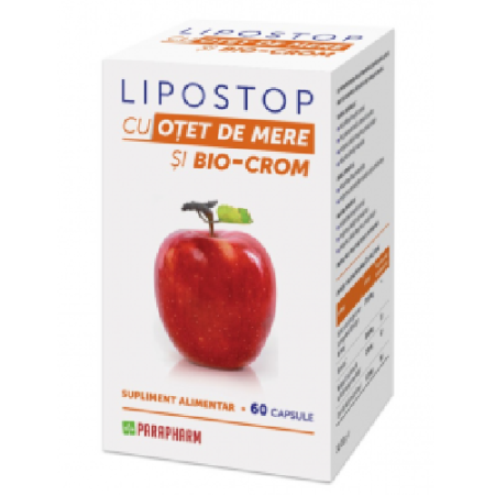 Pastile de slabit - Lipostop cu Otet de Mere 60cps Parapharm