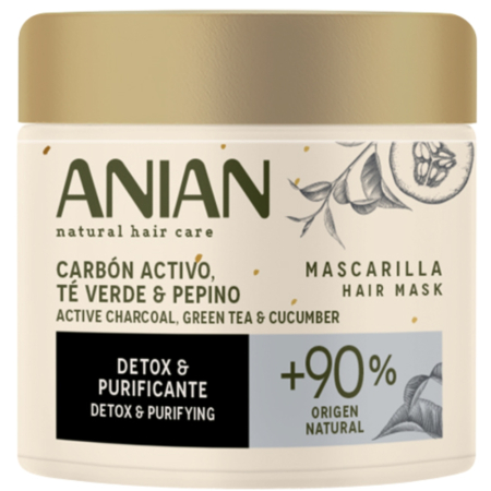 Sampoane si balsamuri - Masca de par cu Carbune Activ, Ceai Verde & Castravete, 350ml, Anian