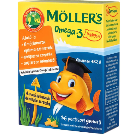 Mollers Omega 3 Fishes Lamai Portocale 36 Jeleuri, Pharma Brands [0]