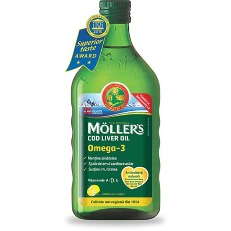 Mama si copilul - Mollers Ulei Ficat de Cod Aromă Lămâie 250ml  Pharma Brands