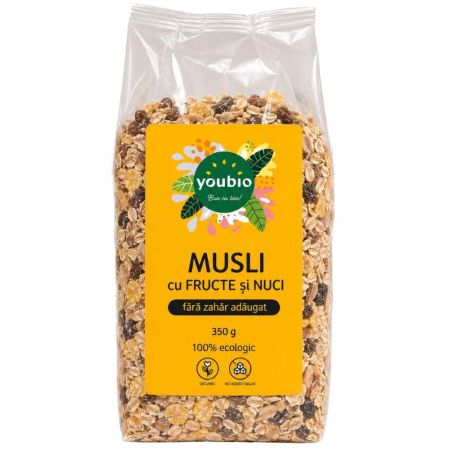 Cereale - Muesli cu fructe si nuci, organic, 350g, youbio