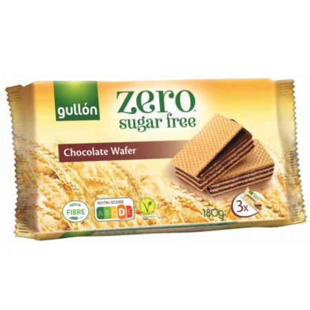 Alimente - Napolitane cu Indulcitor fara Zahar cu Crema de Ciocolata 180gr Gullon