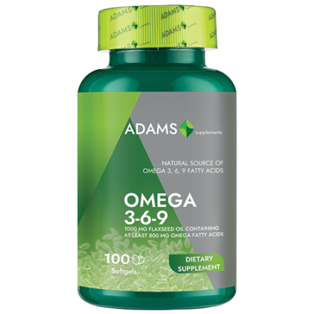 Cardiovasculare - Omega 369 (Flaxseed Oil), 100cps, Adams Supplements