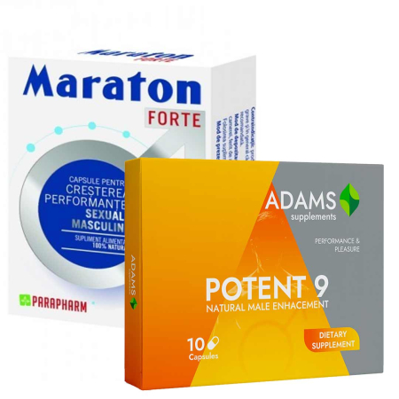 Potenta barbati - Pachet Maraton 20cps + Potent9 10cps, Adams