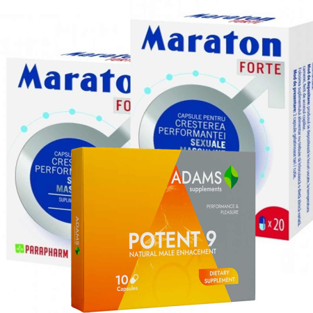 Potenta barbati - Pachet Maraton 20cps X 2 + Potent9 10cps, Adams