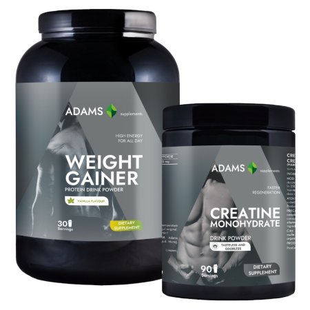 Produse pentru sportivi - Pachet Proteina pentru cresterea masei musculare (vanilie), 1.5kg + Creatina
