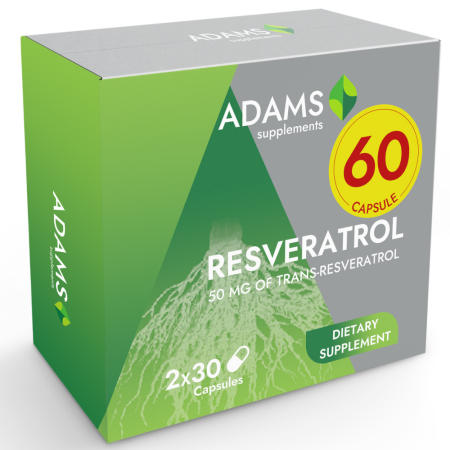 Imunitate - Pachet Resveratrol 50mg 30cps, 1+1, Adams
