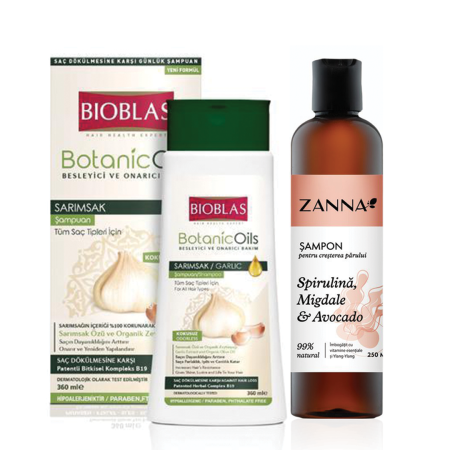 Pachet Sampon Botanics Oils Garlic + Sampon cresterea parului Zanna [1]