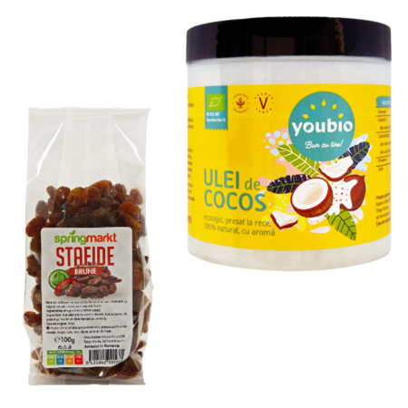 Pachet Ulei de Cocos organic 250ml, Youbio + Stafide brune [0]