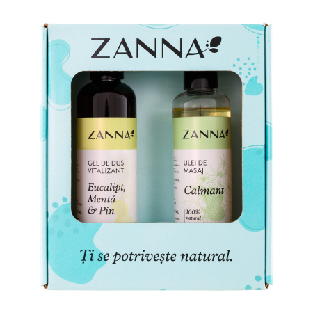 Geluri de dus naturale - Pachet Ulei de masaj calmant + Gel de dus Vitalizant, Zanna