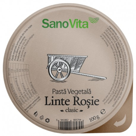 Unturi alimentare - Pasta Vegetala din Linte Rosie Clasic 100g Sano Vita