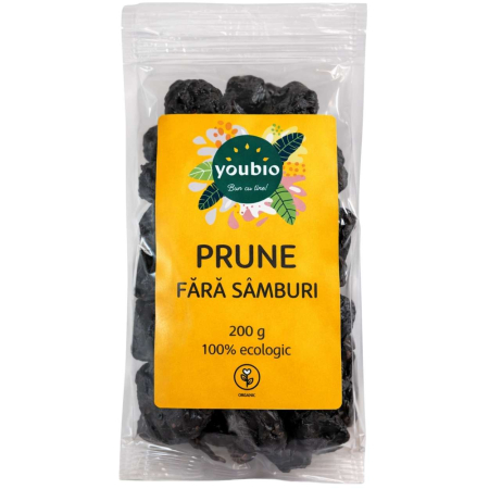 Fructe uscate - Prune fara samburi, organic, 200g, Youbio