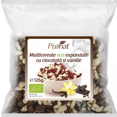 Mancare sanatoasa - Pufarine Multicereale Ciocolata Vanilie Eco 125g, Pronat