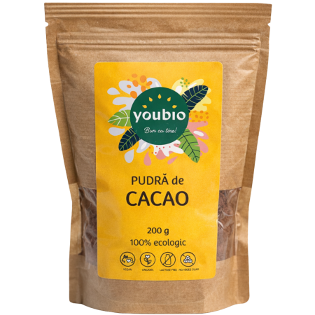 Mancare sanatoasa - Pulbere cacao, organic, 200g , Youbio